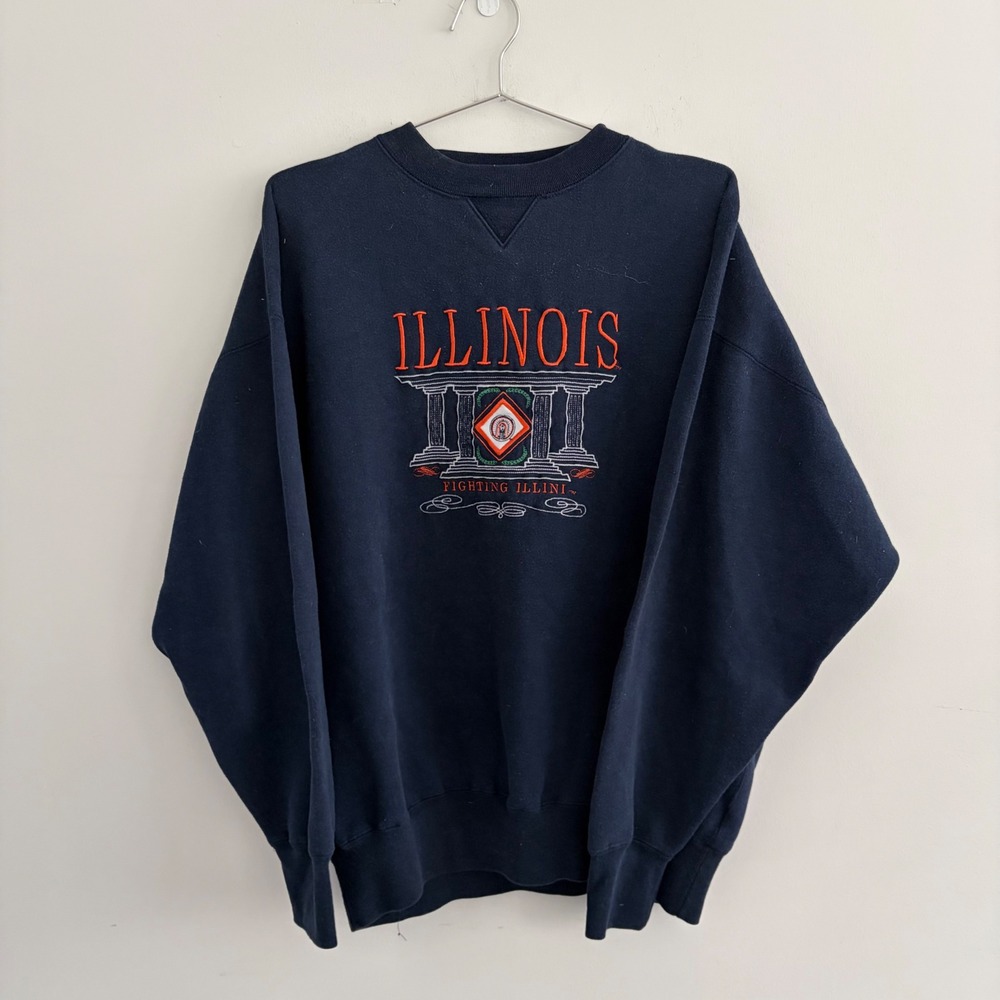 Midwest Embroidery Illinois Fighting Illini Navy Blue Sweatshirt XL